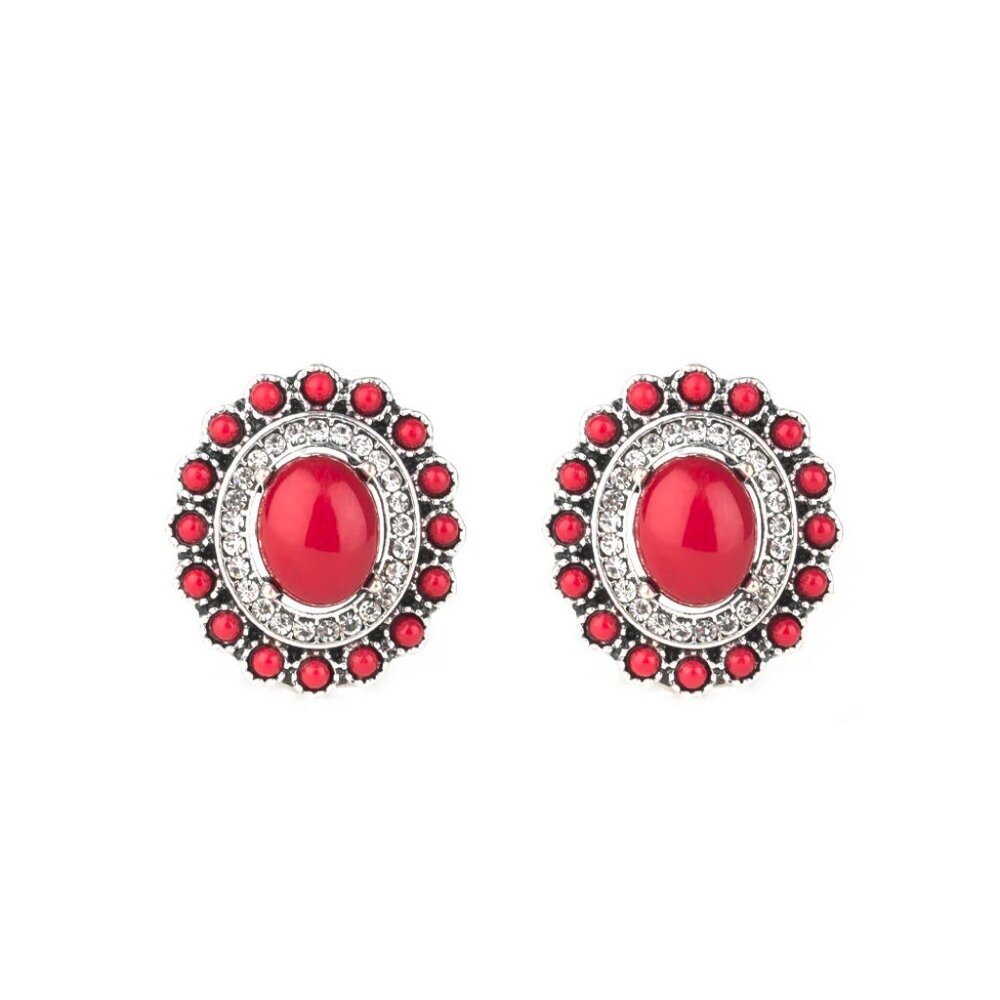 Paparazzi Jewelry Accessories - Floral Flamboyance - Red Earrings - Vintage - Picture 4 of 4